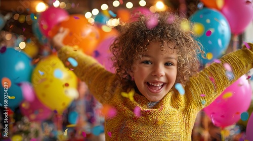  Joyful Child with Balloons: Festive Celebration Photography