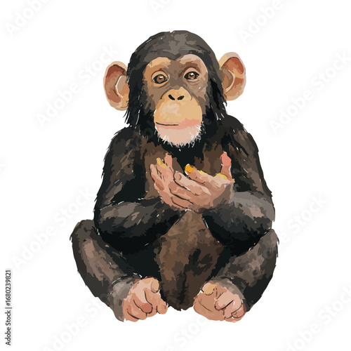 Cute Painted Chimpanzee Portrait in a Peaceful Pose
