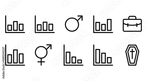 Business trends and demographics showing decline leading to death and end of career prospects vector