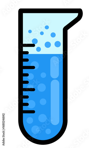 Blue Liquid with Bubbles in a Graduated Measuring Cylinder