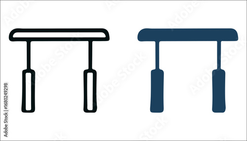 Gymnastics Equipment Icons – Minimalist Parallel Bars Symbols for Sports Apps, Athletic Training, and Fitness UI Interfaces