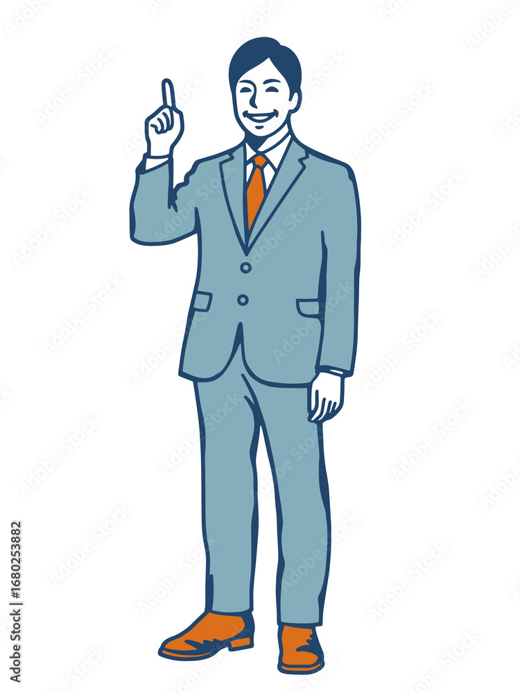 Obraz premium Businessman Pointing Up with Smile