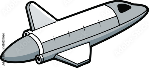 Silver Space Shuttle Craft on Transparent Background
