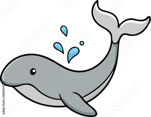 Silver Whale Tail Splash on Transparent Background