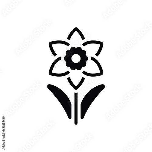 Black solid icon for daffodil