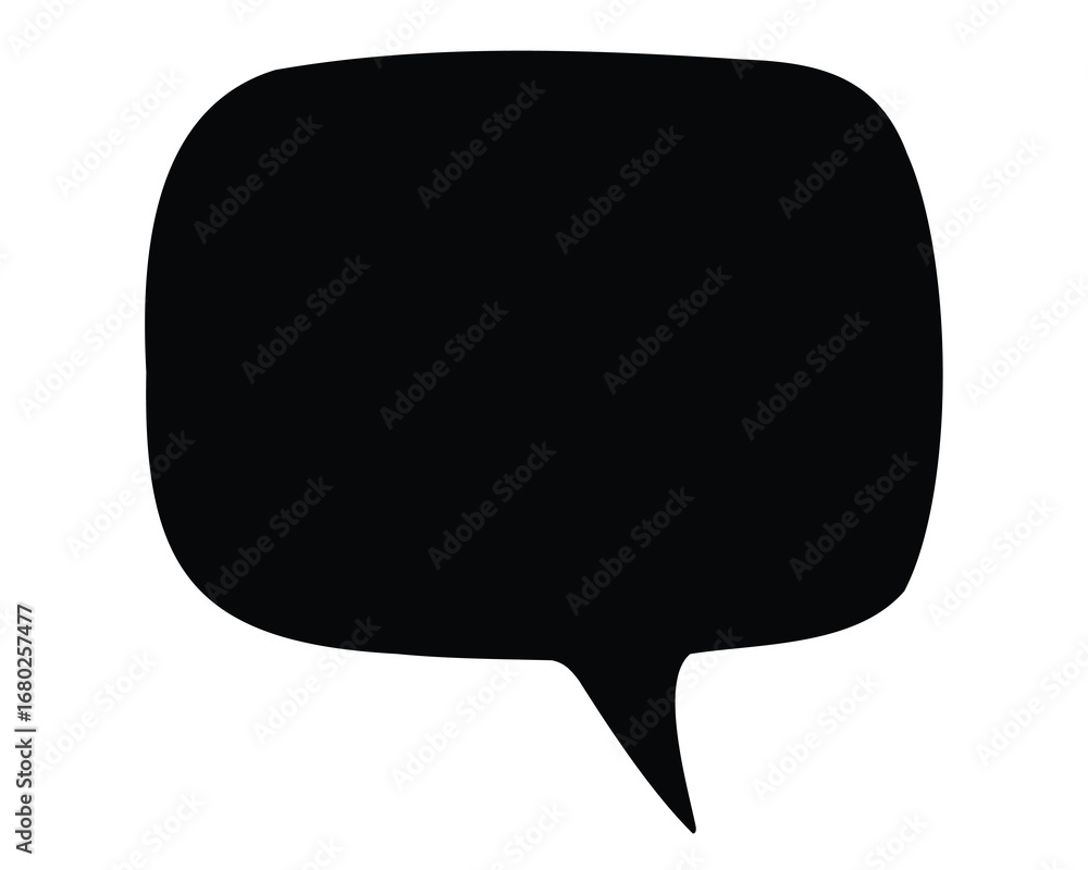 Naklejka premium Black speech bubble with a rounded square shape on a white background