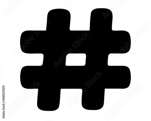 Black Hashtag Symbol with Rounded Edges on a White Background Image