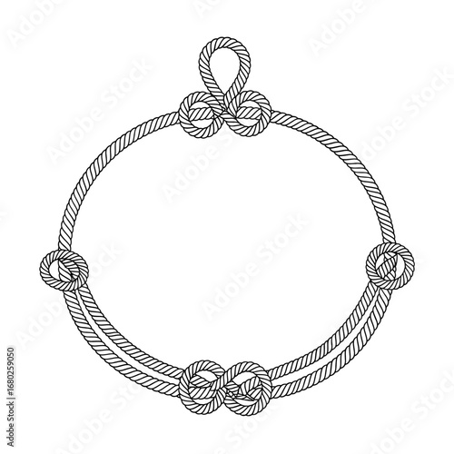 Elegant circular rope knot design featuring multiple intertwined loops and decorative knotwork throughout the entire structure