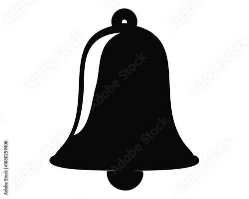 Simple black silhouette of a ringing bell with distinct shapes and design