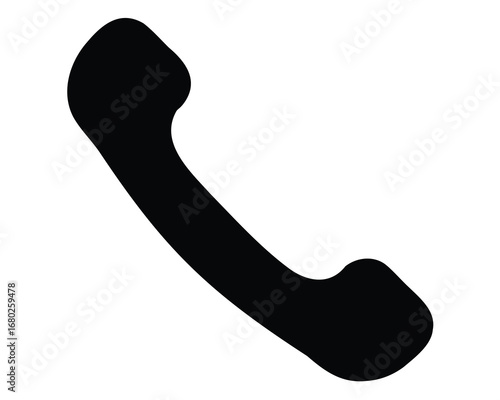 Silhouette of vintage telephone handset on a white background for communication