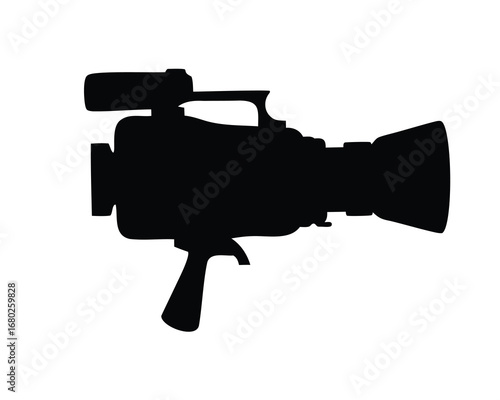 Silhouette of a professional broadcast video camera ready to capture action