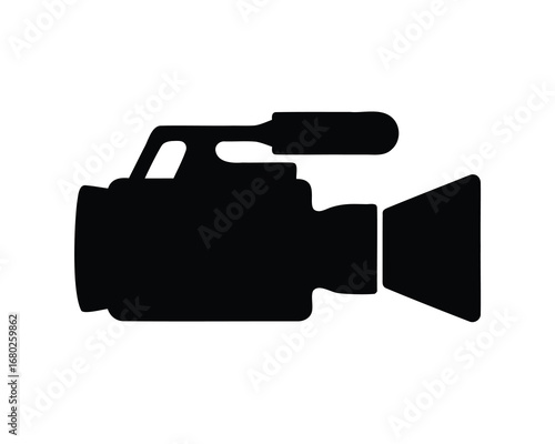 Black Silhouette Illustration of a Professional Camcorder for Film and Video