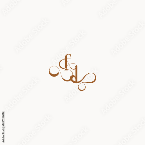 caligraphic style monogram luxury minimalist logo design LF wedding initial concept letter