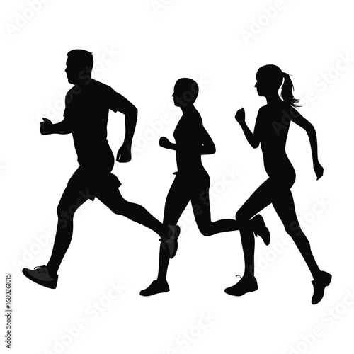 "Running People Silhouette Vector Set – Men & Women Jogging Poses"