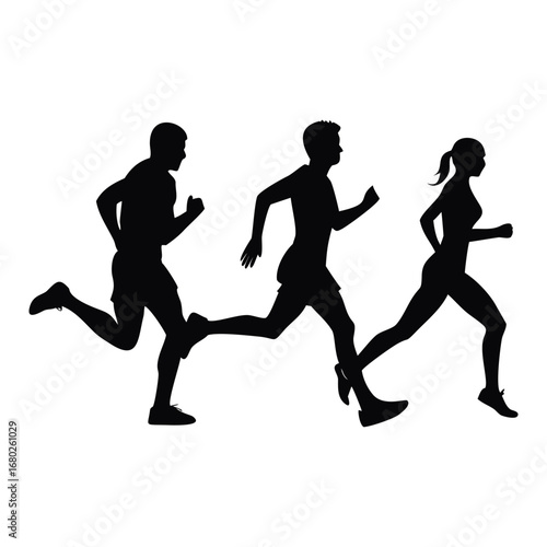 "Running People Silhouette Vector Set – Men & Women Jogging Poses"