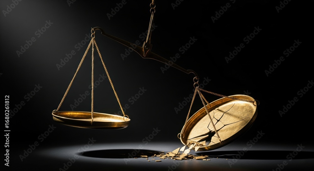 custom made wallpaper toronto digitalBroken and unbalanced golden scales of justice symbolizing injustice