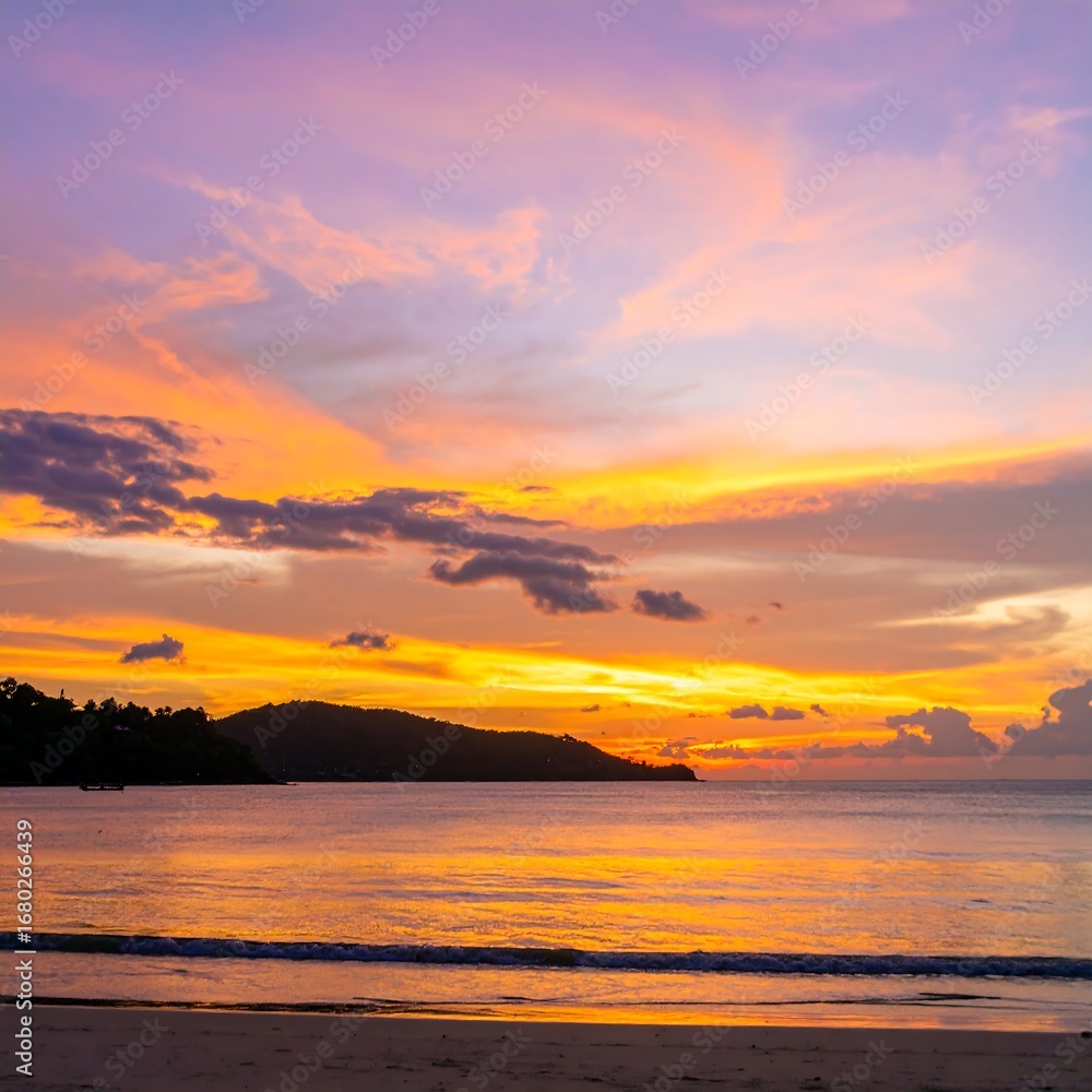 Obraz premium Sunset over a tropical beach