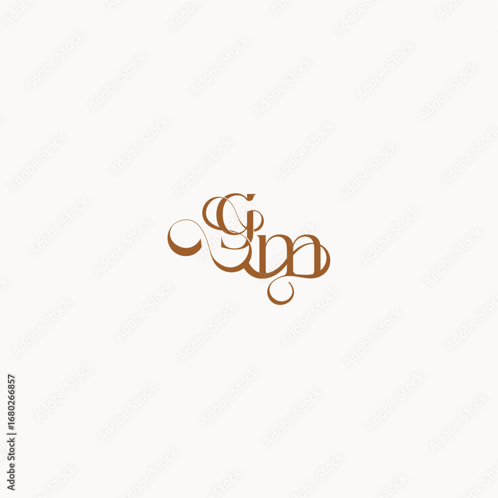 Fototapeta premium caligraphic style monogram luxury minimalist logo design MG wedding initial concept letter