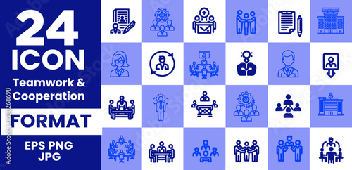 Teamwork Line Editable Icons set. Vector illustration in modern thin line style of business icons: Collaboration, Research, Meeting and more. Pictograms and infographics for mobile apps