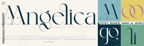  Fashion Serif Stylish Display Bold Font alphabet with m oo go li Logo