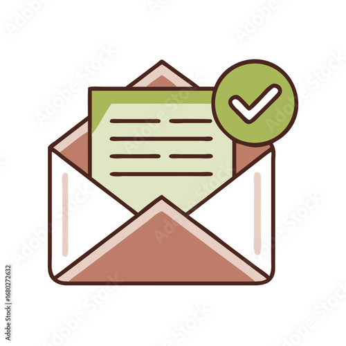Illustrated envelope with letter and check mark symbol  