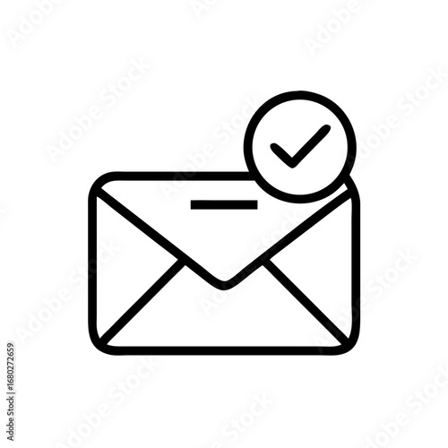Envelope icon with checkmark symbol indicating message sent  