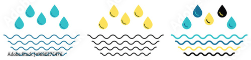 Water Drop line and filled icon set. Three colors icon set. vector and illustration.