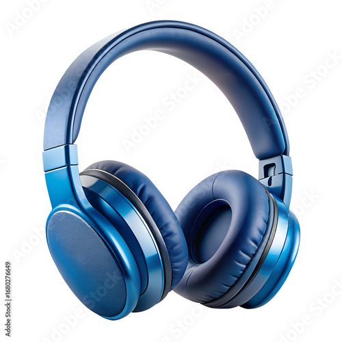 Blue headphones isolated on transparent background