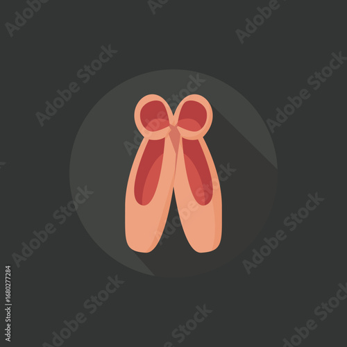 Ballet pointe shoes vector icon symbolizing dance performance, elegance, culture, classical art, choreography, training, fitness, movement, and graceful lifestyle design