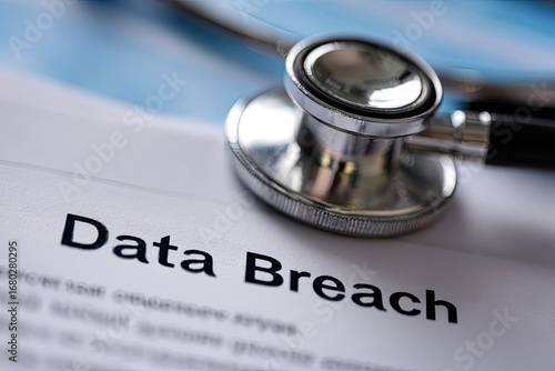 Medical document about data breach, with stethoscope