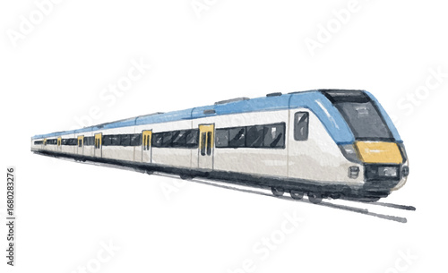 Watercolor train isolated on white background