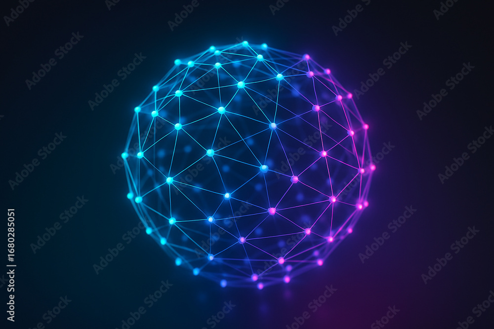 Obraz premium Futuristic Neural Sphere with Digital Brain Network