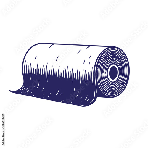 Roll of paper engraved illustration in dark blue for creative design and decoration elements
