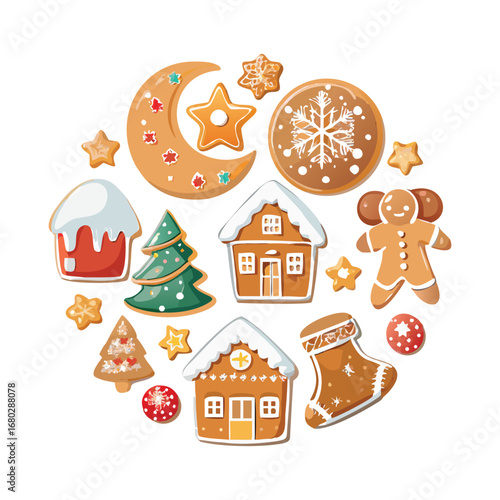 "Christmas Gingerbread Cookies Vector Set – Festive Holiday Icons"