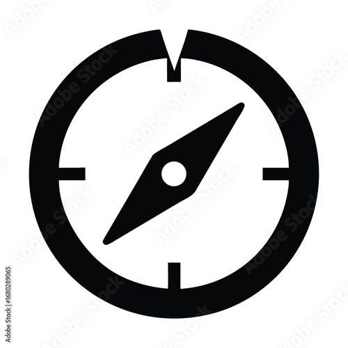 Compass solid glyph vector illustration
