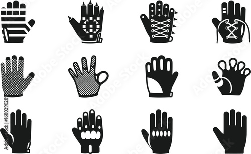 Various Hand and Glove Icons Set