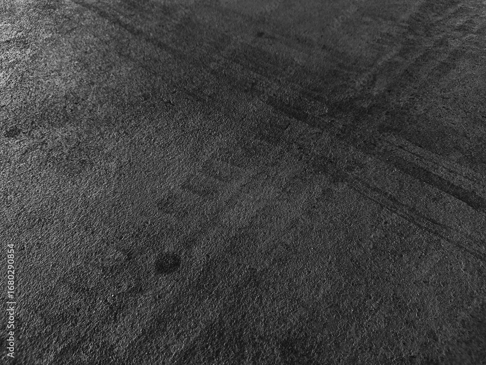 Fototapeta premium Close up black tire marks on cement floor.
