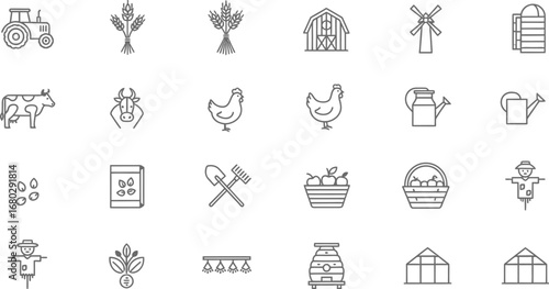 Farm and Agriculture Line Icons