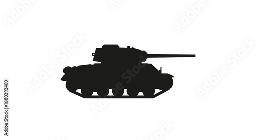 Vector Silhouette of a T-34 Tank Depicting Military Strength and Historical Significance for Educational Resources and Graphic Design Purposes