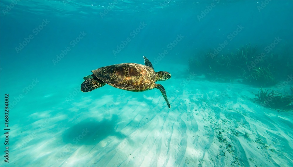Obraz premium Sea turtle swimming underwater