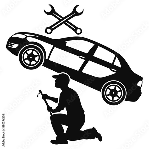 Mechanic under car