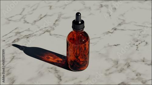 Luxury Skincare Serum Bottle on Marble with Natural Light