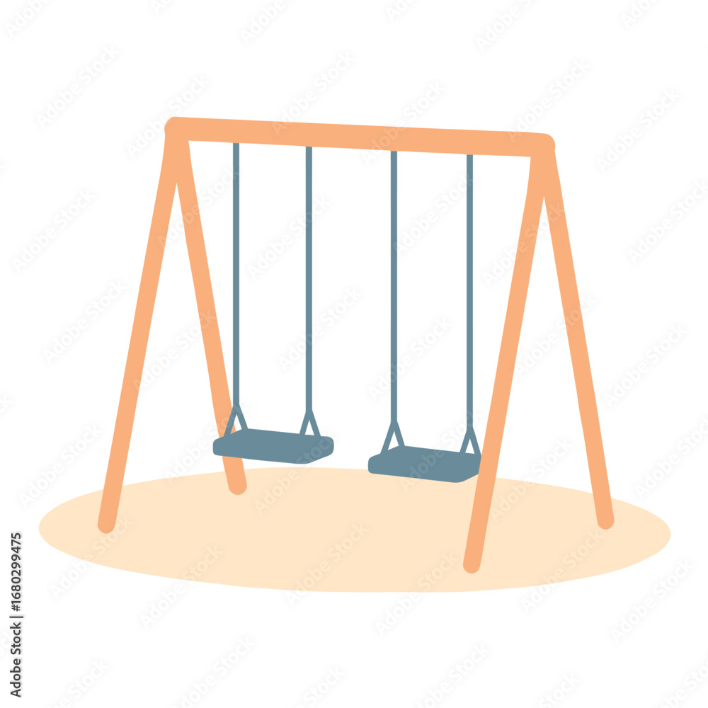 Obraz premium Minimalist double swing playground with no child, flat 2D vector art