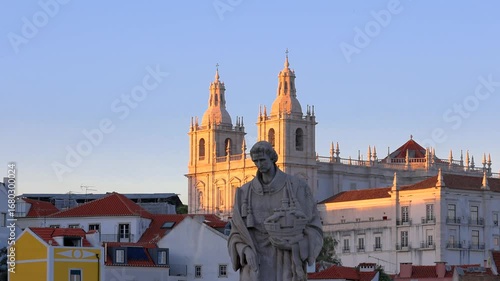 Wallpaper Mural Statue of Saint Vicente in historic district of Lisbon city, Portugal close up view under twilight. Torontodigital.ca