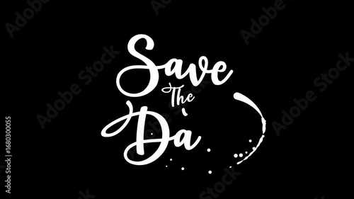 Save the date in elegant calligraphy within a heart shape, ideal for wedding invitations, romantic announcements, and celebratory designs.