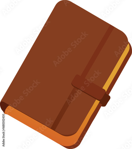 Closed brown leather journal vector illustration scalable graphic for storytelling and writing projects