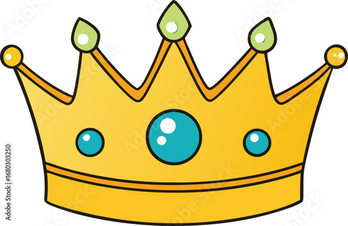 Golden crown detailed gem studded vector illustration royalty king queen symbol elegant regal design