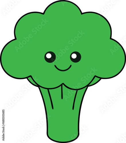 Fresh green broccoli floret vector illustration cute cartoon character healthy food icon scalable eps file