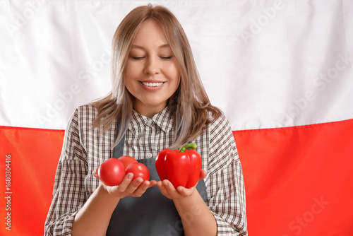 Female farmer with vegetabl...
