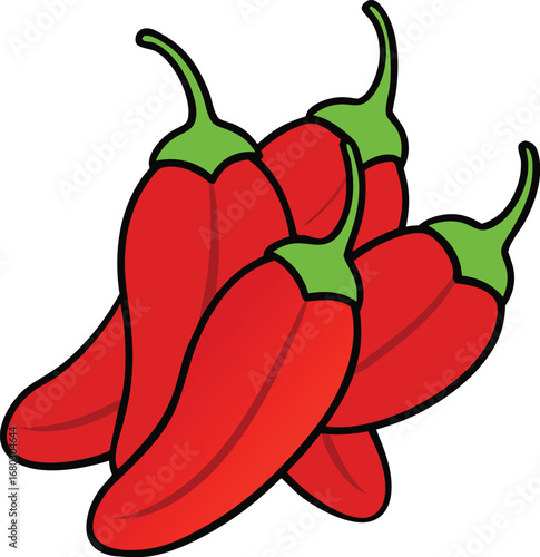Vibrant red chili peppers cluster spicy dried illustration vector graphic scalable food ingredient icon